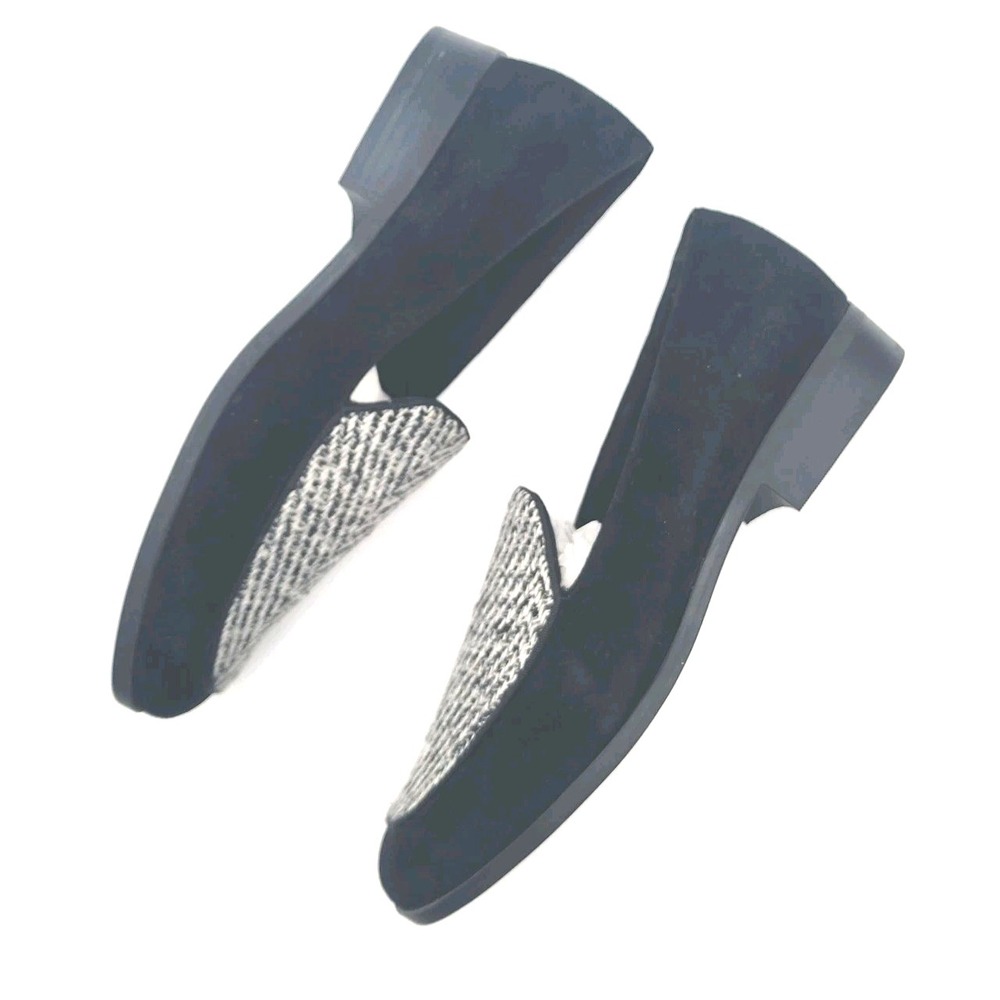Evolve Easy Spirit Pip8 Women Size 8M Black Suede Loafer Marbled Grosgrain Top - Picture 3 of 9